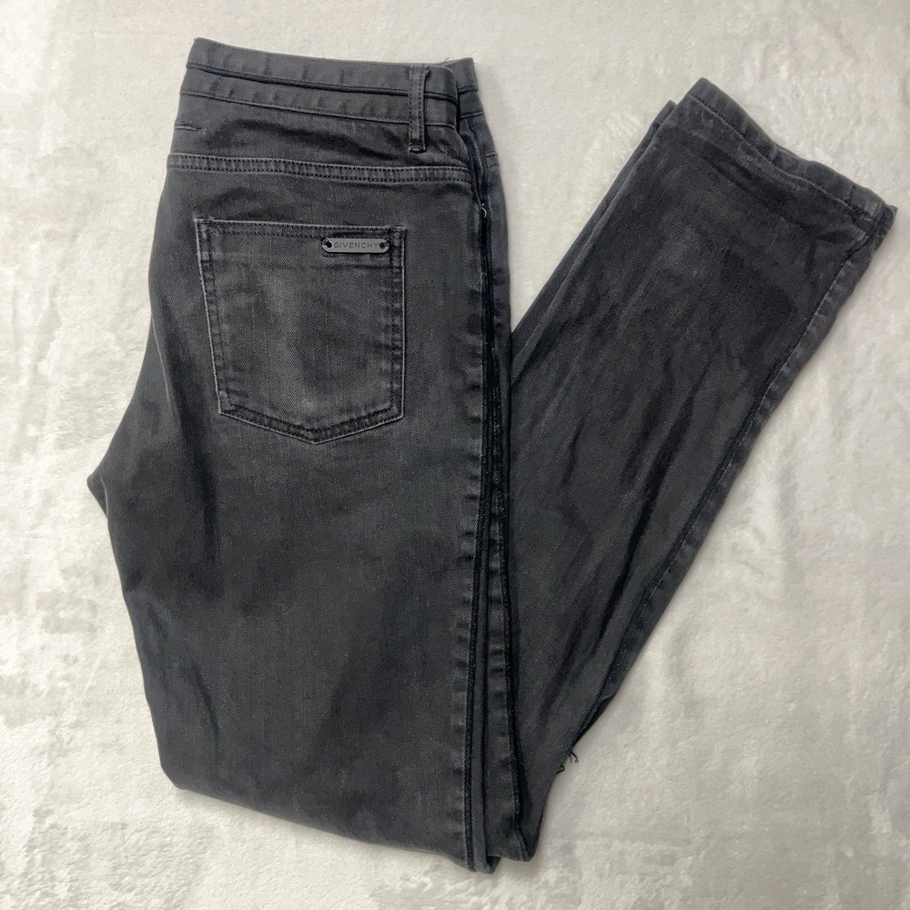 Givenchy Paris Black Tapered Jeans Men's 31x34‎ Cotton Logo Luxury Knee Holes